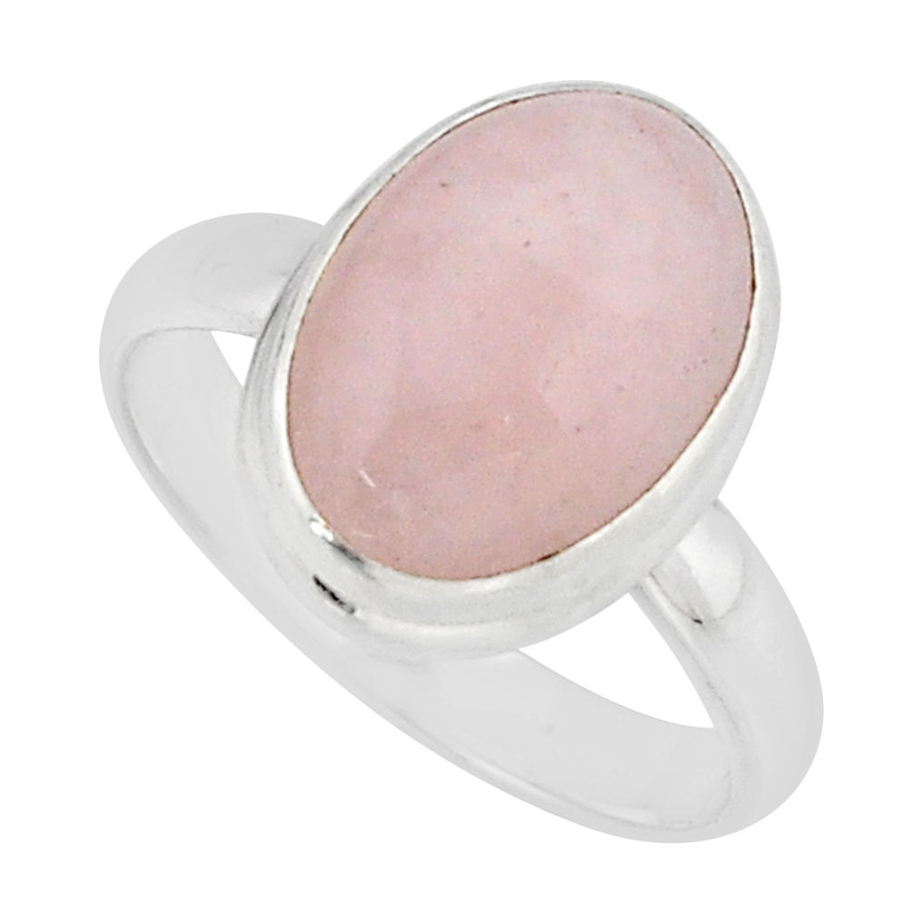 6.27cts solitaire natural pink morganite oval 925 silver ring size 7.5 y66441