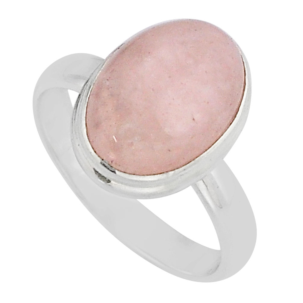 6.55cts solitaire natural pink morganite oval 925 silver ring size 8.5 y66445
