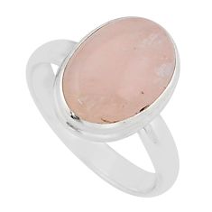 5.89cts solitaire natural pink morganite oval 925 silver ring size 7.5 y66447