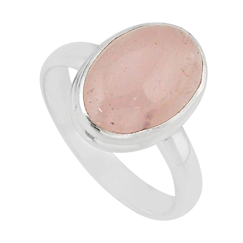 6.66cts solitaire natural pink morganite oval 925 silver ring size 8.5 y66449