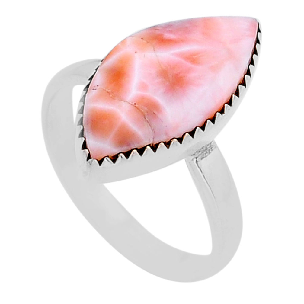 8.59cts solitaire natural pink natrolite 925 sterling silver ring size 10 n53181