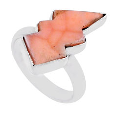 5.99cts solitaire natural pink natrolite silver thunderbolt ring size 7 n26658