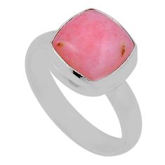 4.68cts solitaire natural pink opal 925 sterling silver ring size 7.5 n33847