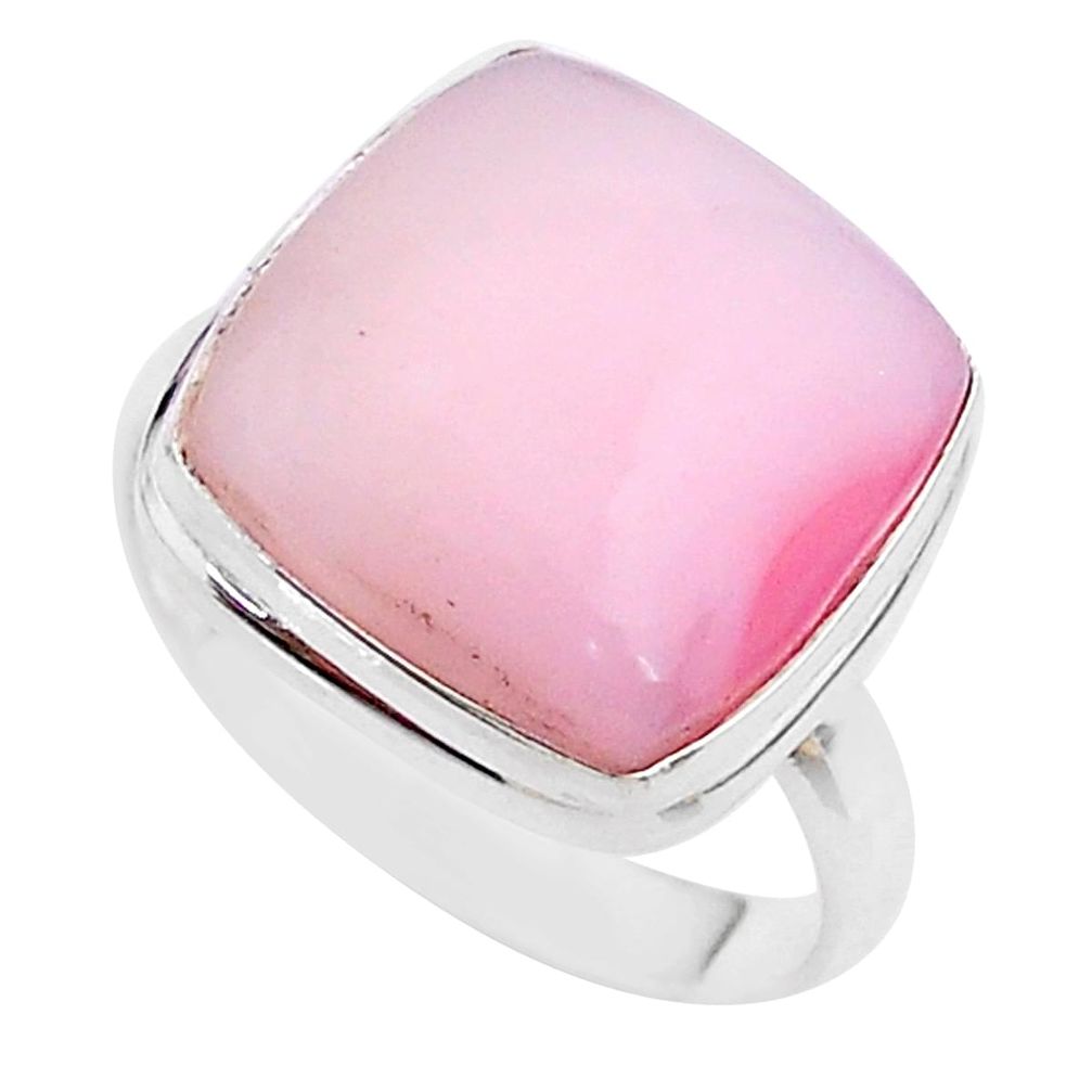 13.24cts solitaire natural pink opal 925 sterling silver ring size 10 t17929