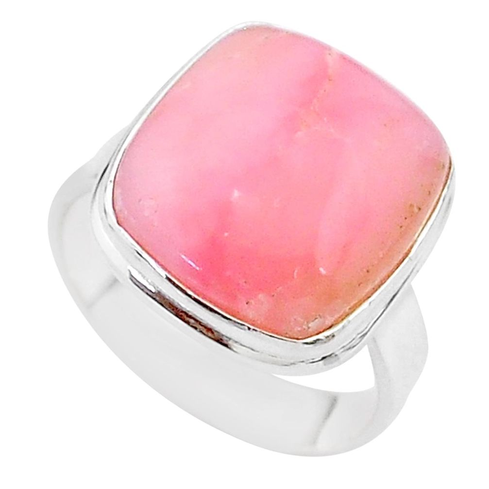 13.24cts solitaire natural pink opal 925 sterling silver ring size 10 t17930