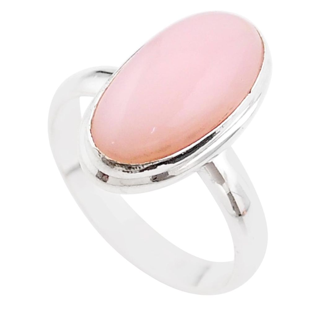 7.67cts solitaire natural pink opal 925 sterling silver ring size 10 t61607
