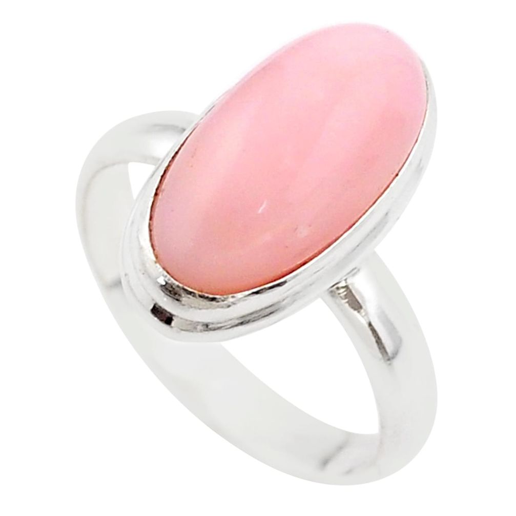 7.66cts solitaire natural pink opal 925 sterling silver ring size 10 t61620