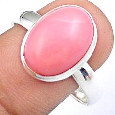 6.33cts solitaire natural pink opal 925 sterling silver ring size 10 u12072