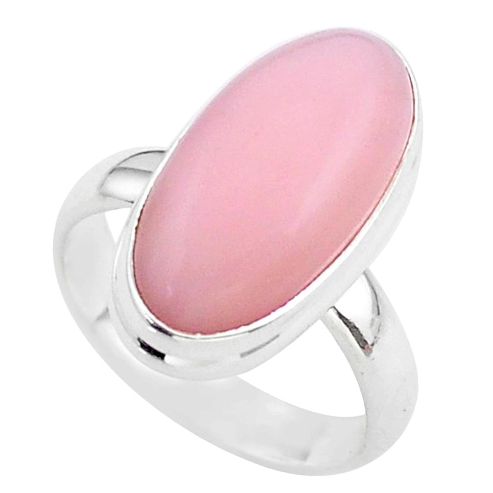 8.28cts solitaire natural pink opal 925 sterling silver ring size 6 t38968
