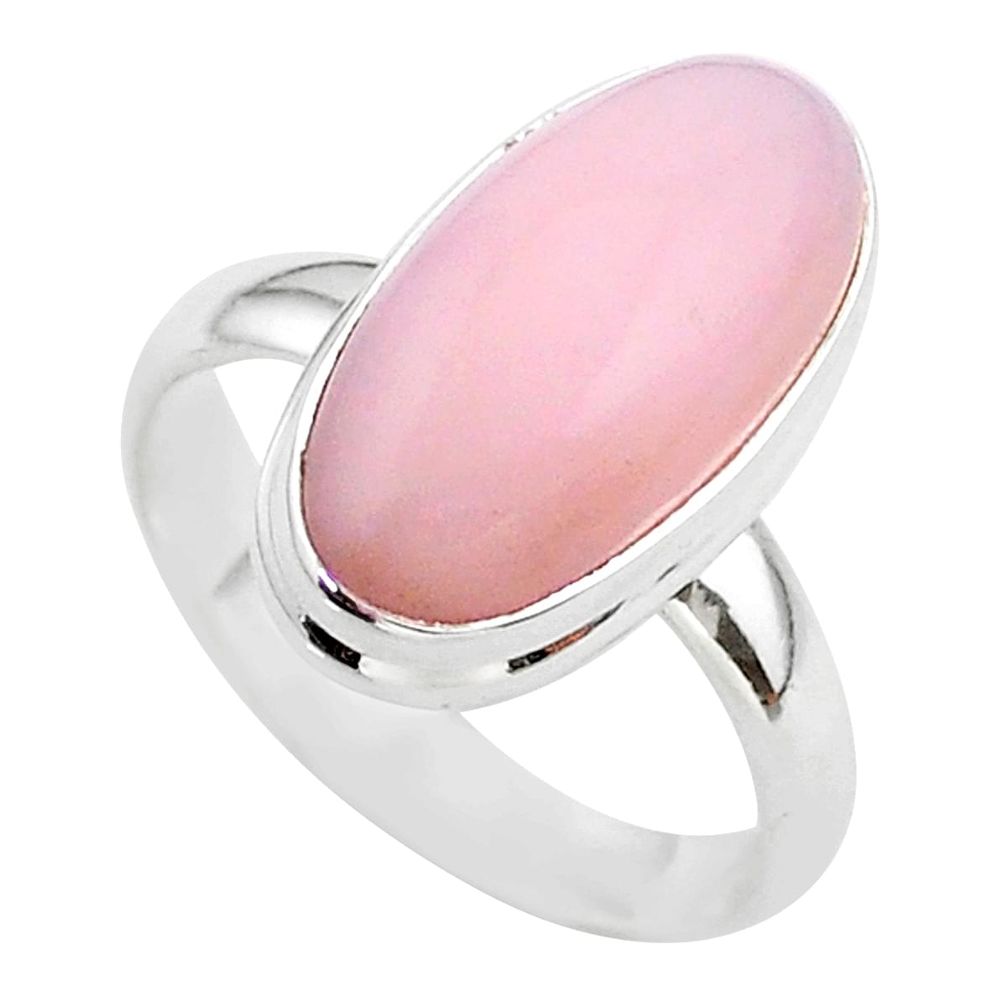 8.57cts solitaire natural pink opal 925 sterling silver ring size 8 t38973