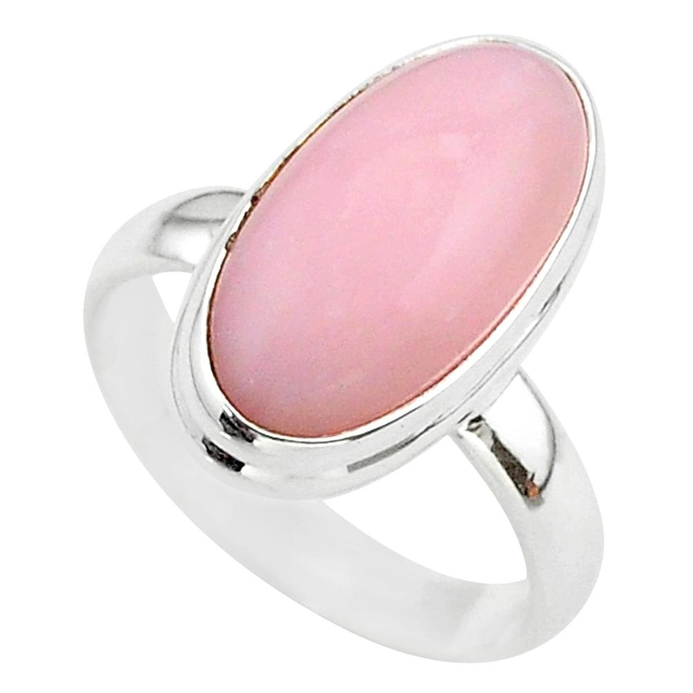 8.28cts solitaire natural pink opal 925 sterling silver ring size 8 t38980