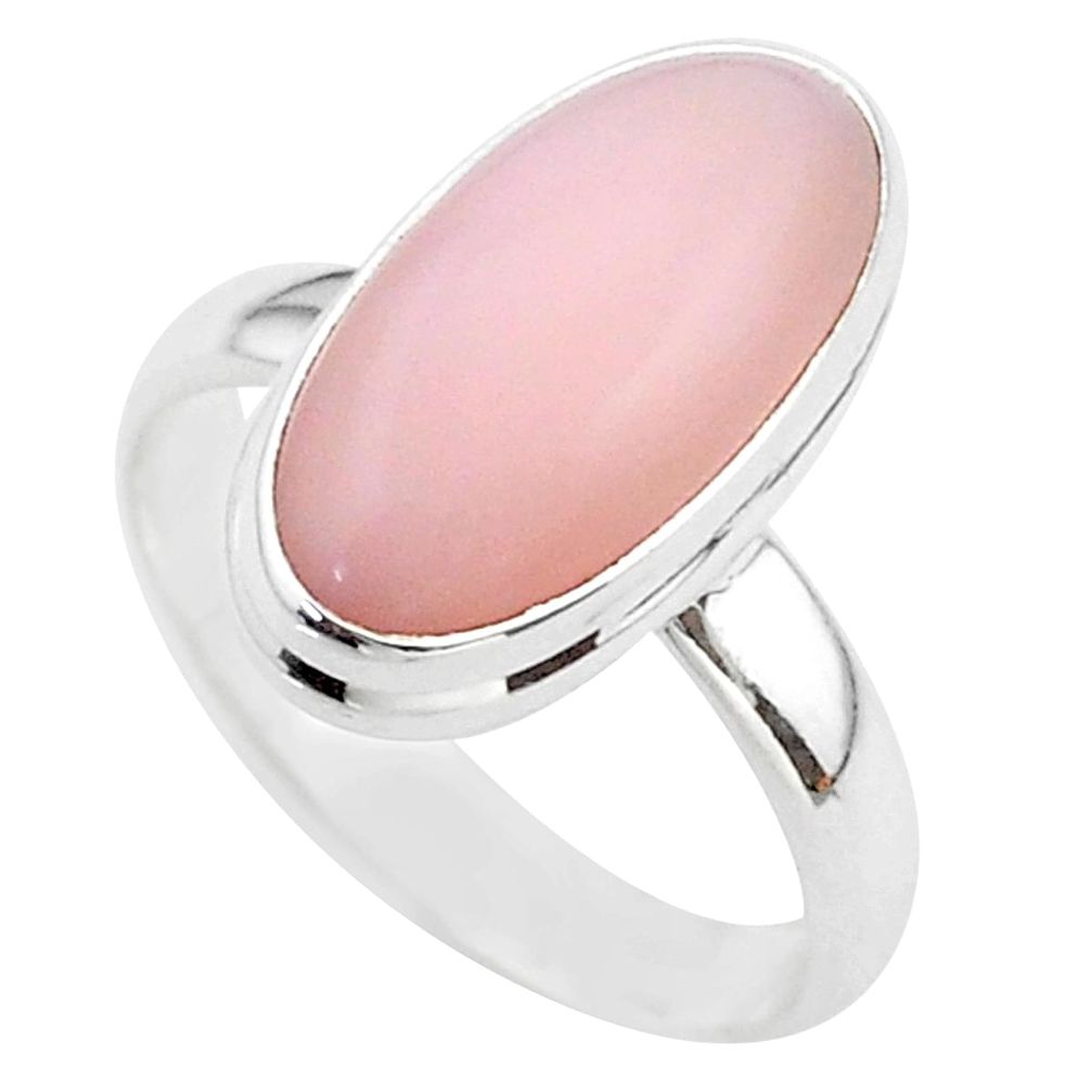 7.96cts solitaire natural pink opal 925 sterling silver ring size 9 t38964