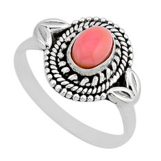 1.54cts solitaire natural pink opal 925 sterling silver ring size 8.5 y81930