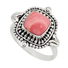 4.20cts solitaire natural pink opal cushion sterling silver ring size 8 y76312