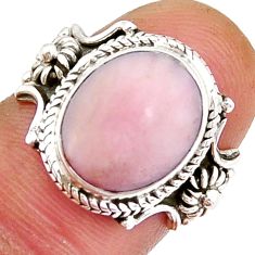 5.08cts solitaire natural pink opal oval 925 sterling silver ring size 7 y4024