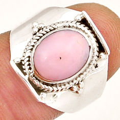 8.07cts solitaire natural pink opal oval 925 sterling silver ring size 7.5 y3511