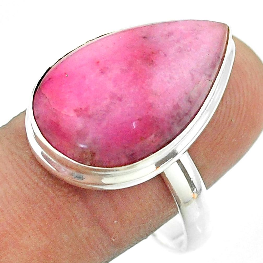 15.80cts solitaire natural pink petalite 925 sterling silver ring size 10 t54106