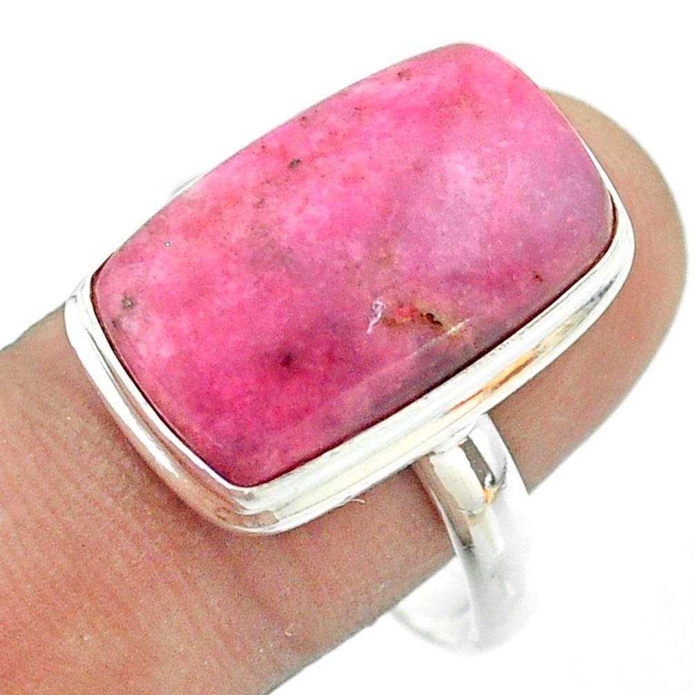 14.84cts solitaire natural pink petalite 925 sterling silver ring size 11 t54086