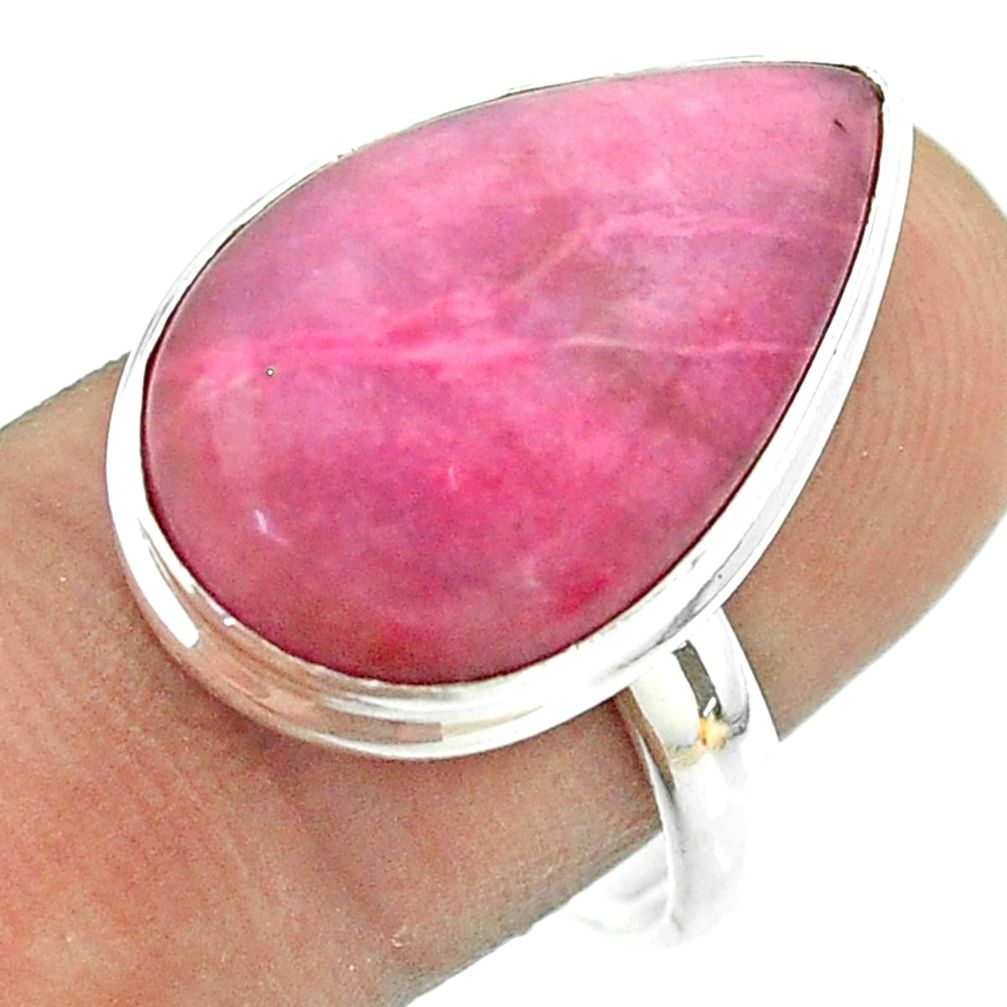 14.40cts solitaire natural pink petalite 925 sterling silver ring size 9 t54090
