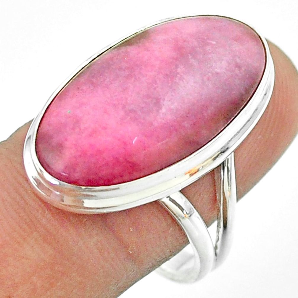 16.70cts solitaire natural pink petalite 925 sterling silver ring size 9 t54102