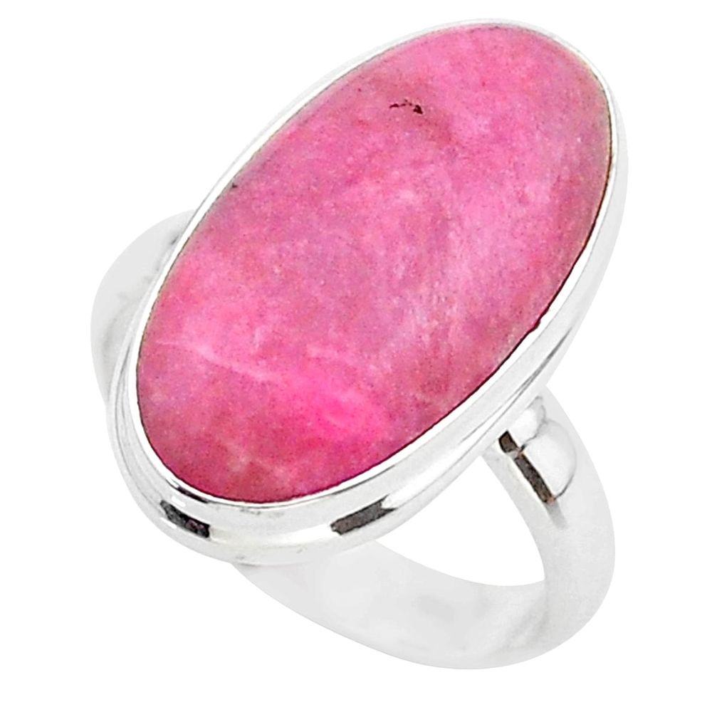 12.60cts solitaire natural pink petalite oval sterling silver ring size 7 t39132