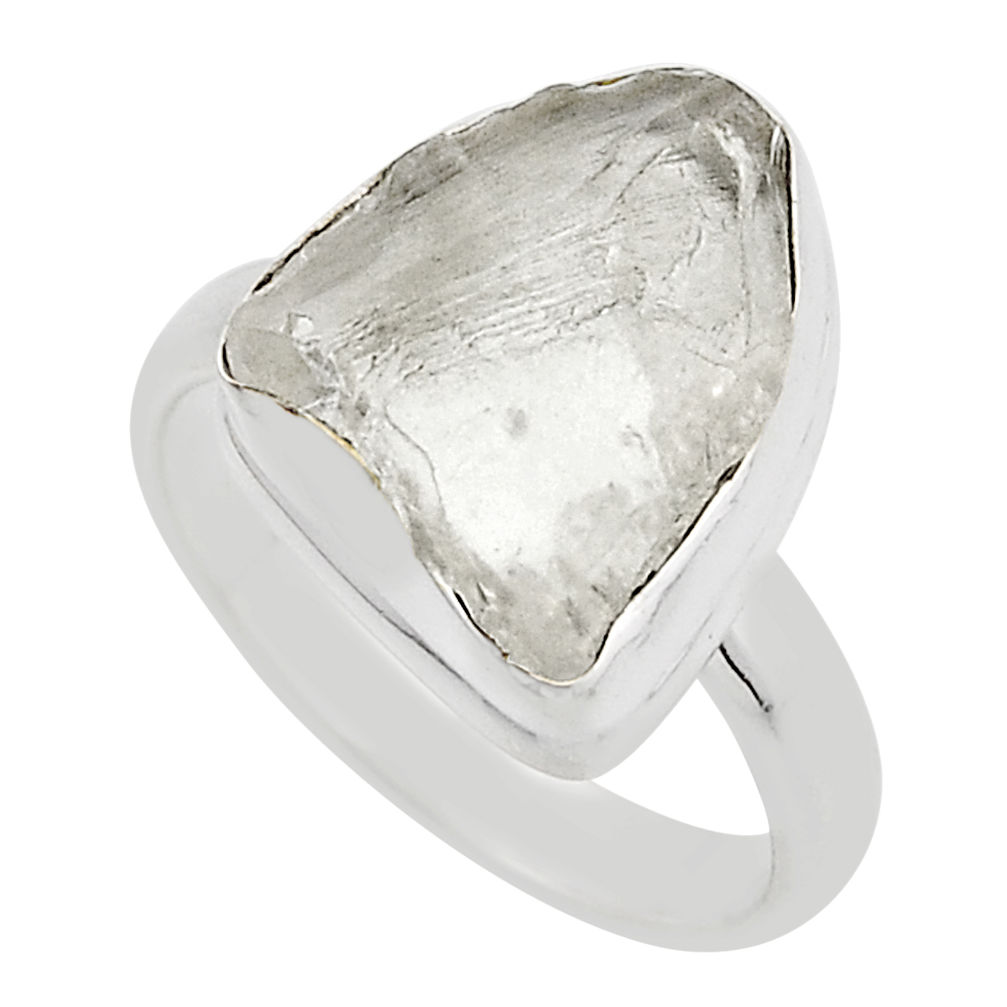 6.70cts solitaire natural pink petalite rough 925 silver ring size 7 y90396