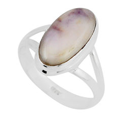 5.52cts solitaire natural pink porcelain jasper 925 silver ring size 7.5 y54929