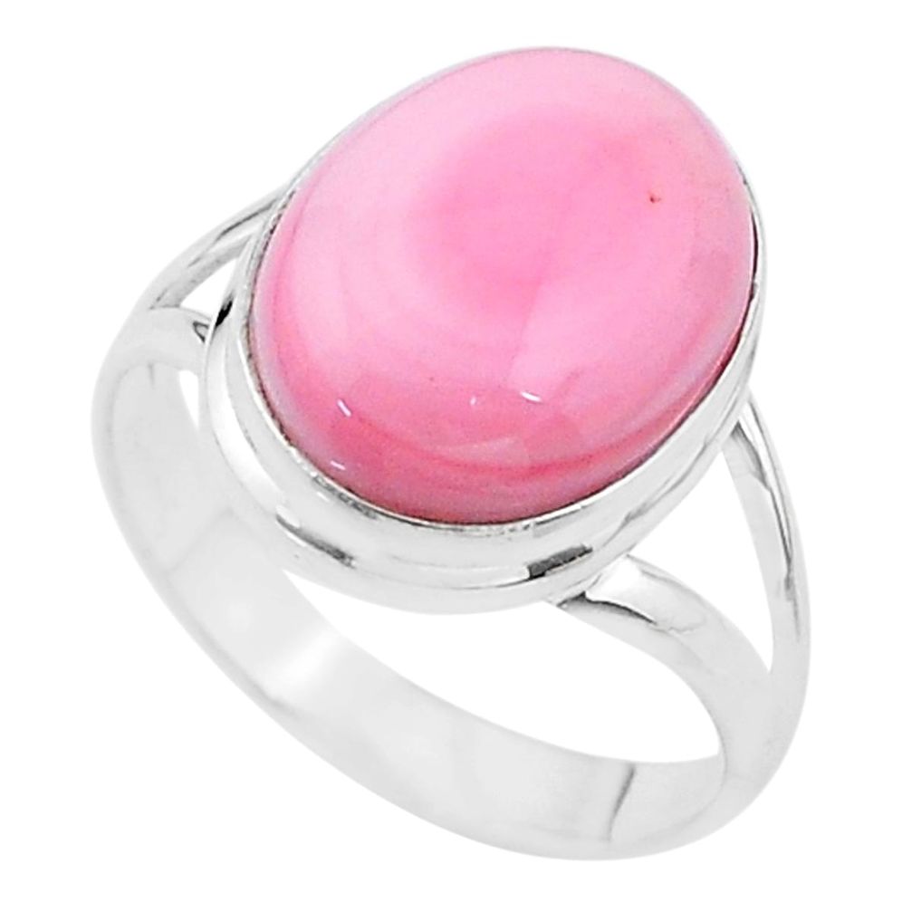 8.21cts solitaire natural pink queen conch shell 925 silver ring size 10 t17970