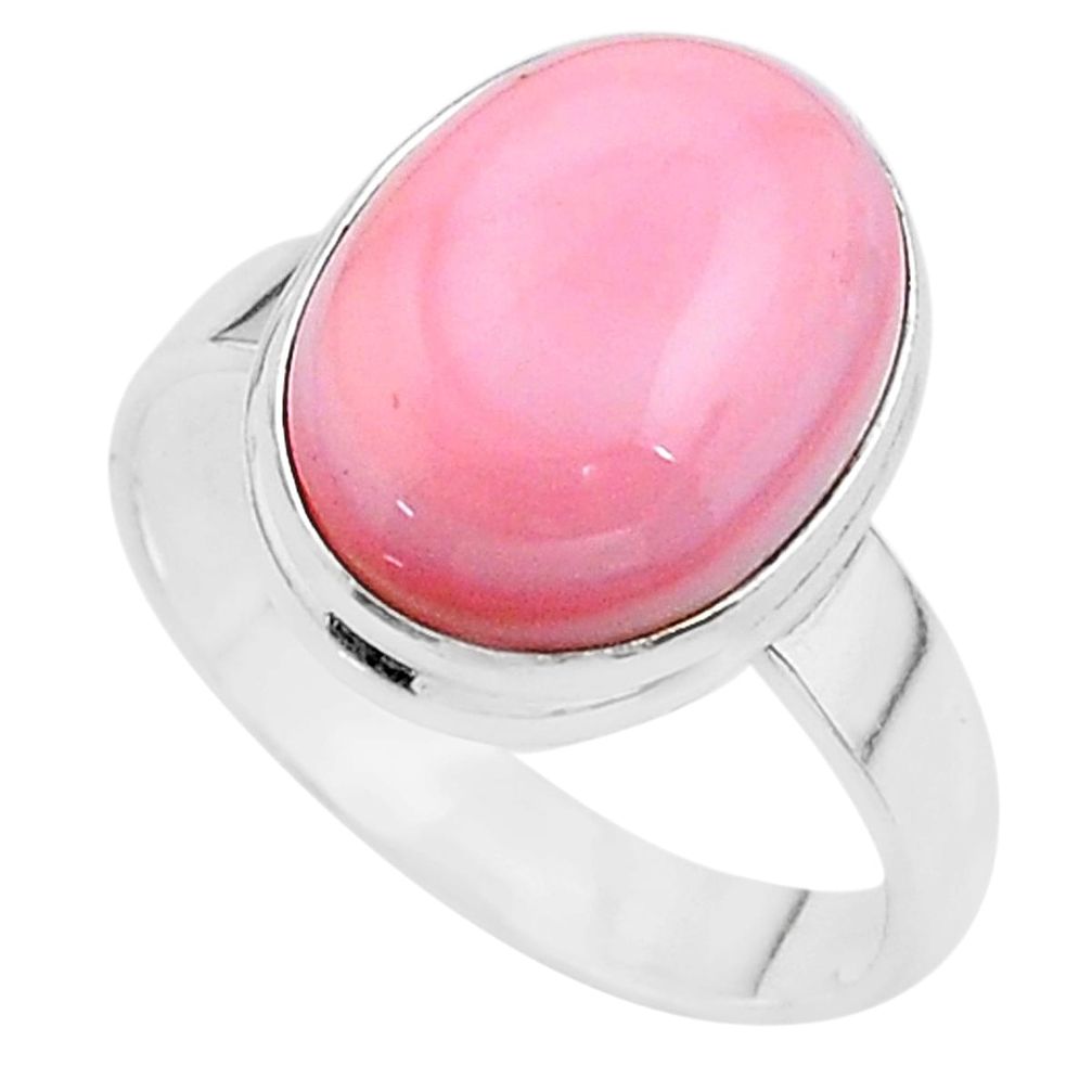 8.76cts solitaire natural pink queen conch shell 925 silver ring size 10 t17973