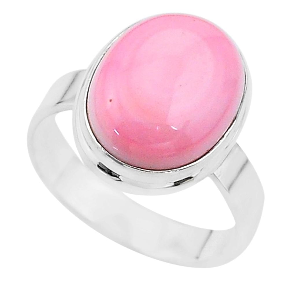 8.48cts solitaire natural pink queen conch shell 925 silver ring size 10 t17975