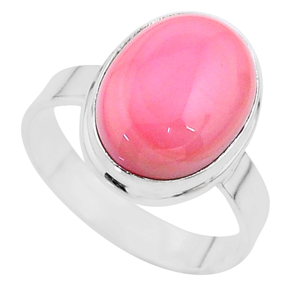 8.76cts solitaire natural pink queen conch shell 925 silver ring size 11 t17976