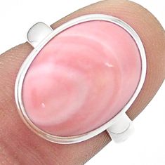 9.09cts solitaire natural pink queen conch shell 925 silver ring size 6 u47994