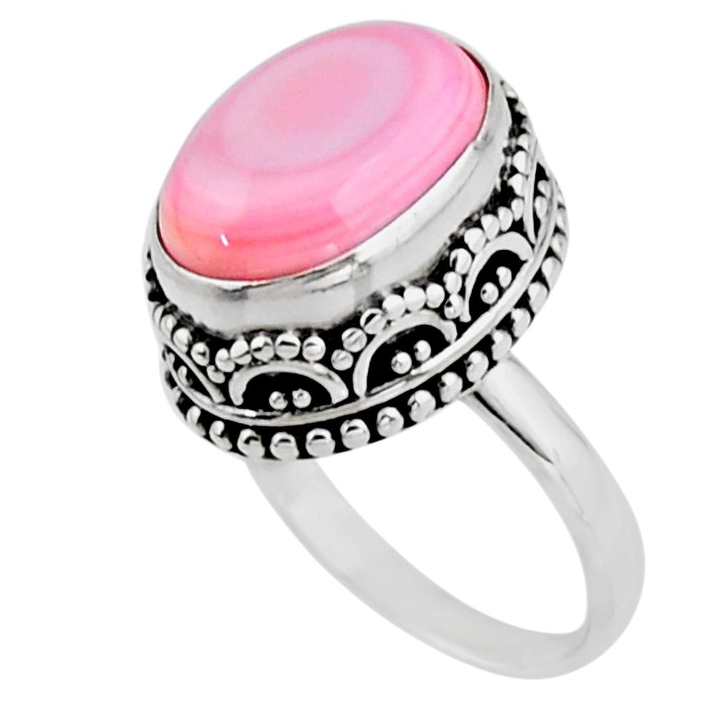 6.63cts solitaire natural pink queen conch shell 925 silver ring size 7 r51369