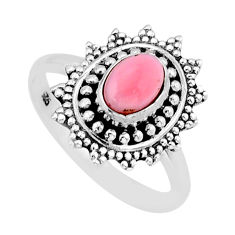 1.47cts solitaire natural pink queen conch shell 925 silver ring size 7.5 y69380