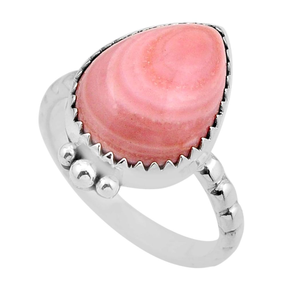 8.51cts solitaire natural pink queen conch shell 925 silver ring size 8.5 y88634