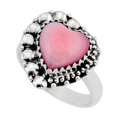 5.02cts solitaire natural pink queen pearl 925 silver heart ring size 7 y71860