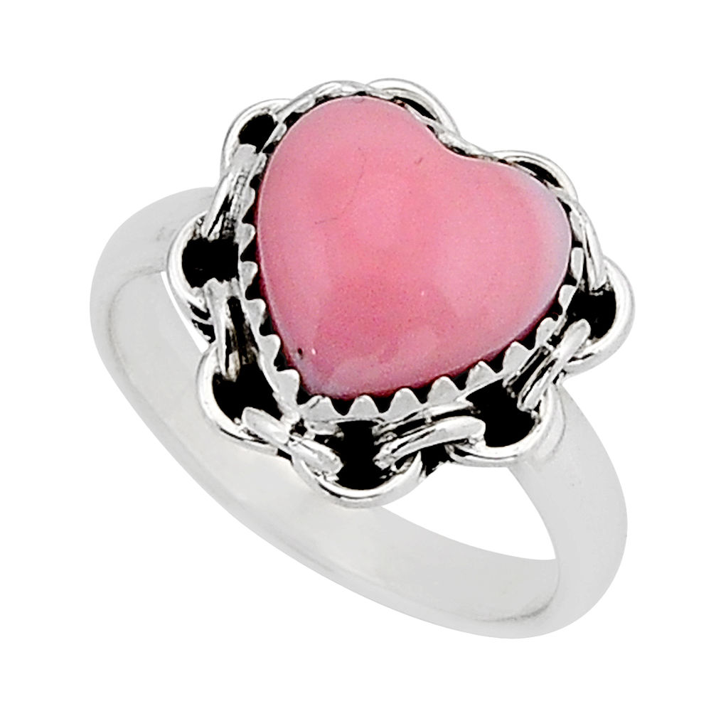 4.96cts solitaire natural pink queen pearl 925 silver heart ring size 6.5 y71853