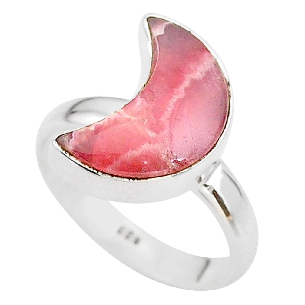 6.04cts moon natural pink rhodochrosite inca rose silver ring size 7 t22088