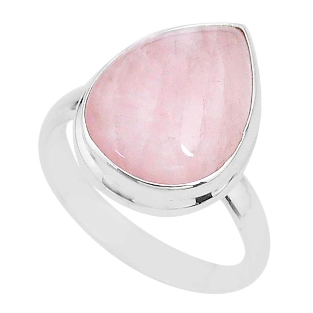 13.24cts solitaire natural pink rose quartz 925 silver ring size 10 t17847