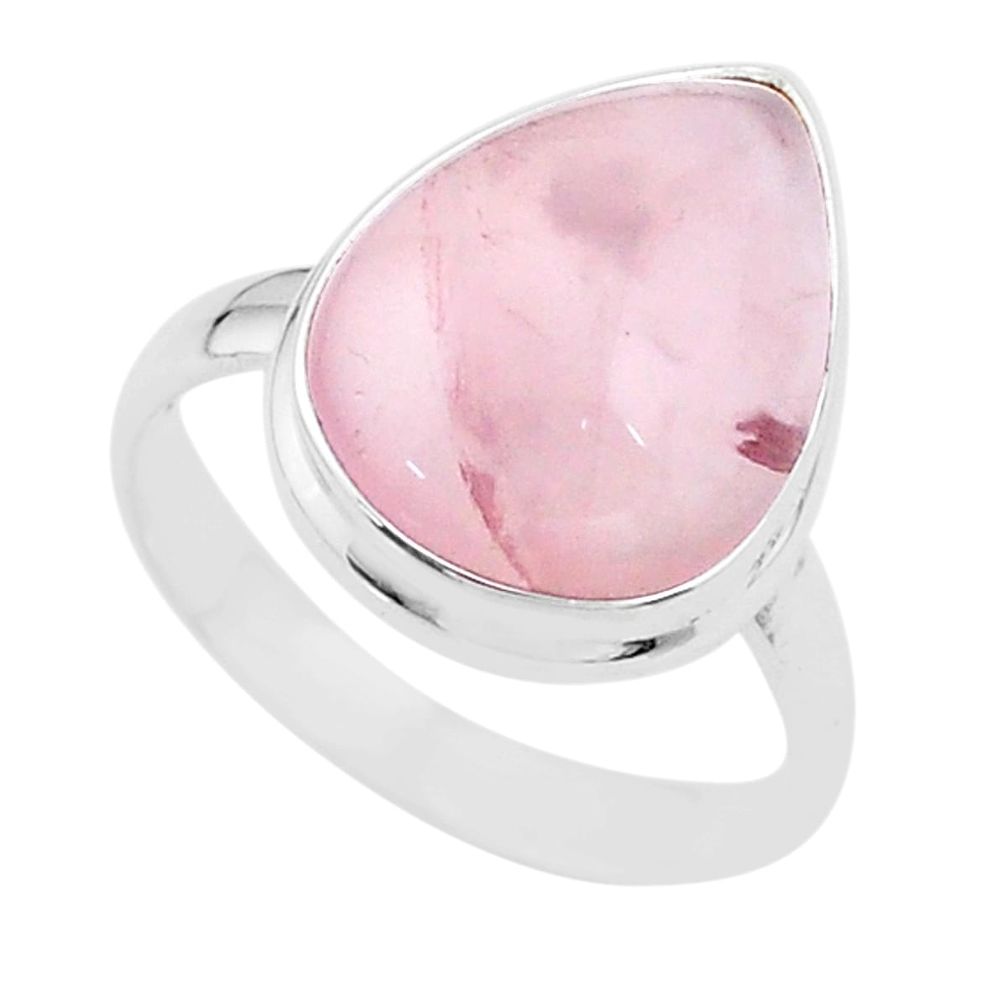12.36cts solitaire natural pink rose quartz 925 silver ring size 10 t17865