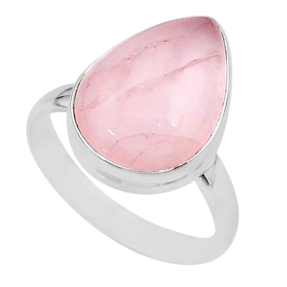 13.63cts solitaire natural pink rose quartz 925 silver ring size 11 t17862