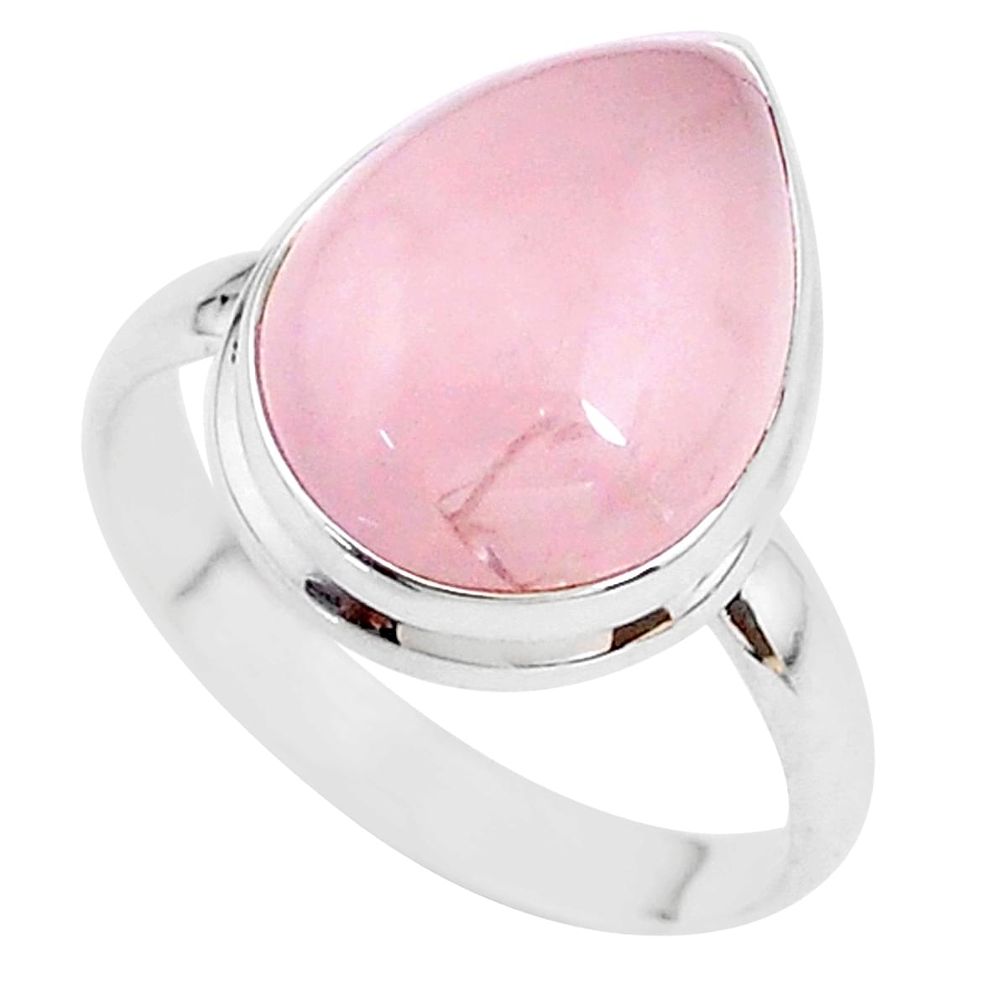 13.71cts solitaire natural pink rose quartz 925 silver ring size 11 t17881