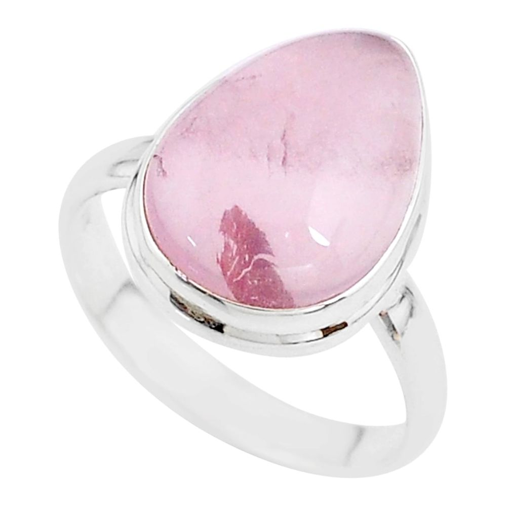 12.83cts solitaire natural pink rose quartz 925 silver ring size 12 t17890