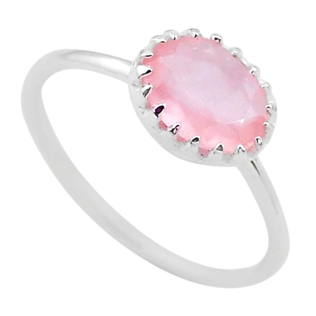 1.98cts solitaire natural pink rose quartz 925 silver ring size 6 t22291