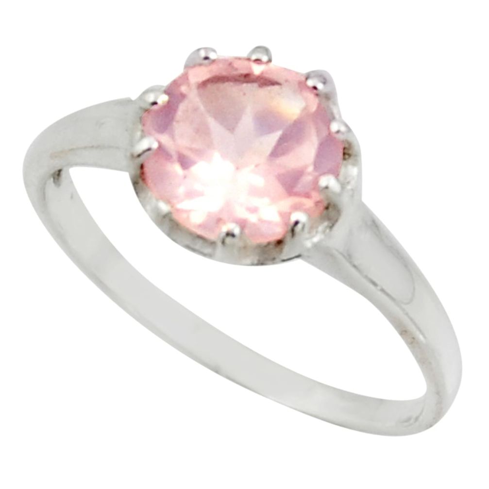 2.73cts solitaire natural pink rose quartz 925 silver ring size 8 r41966