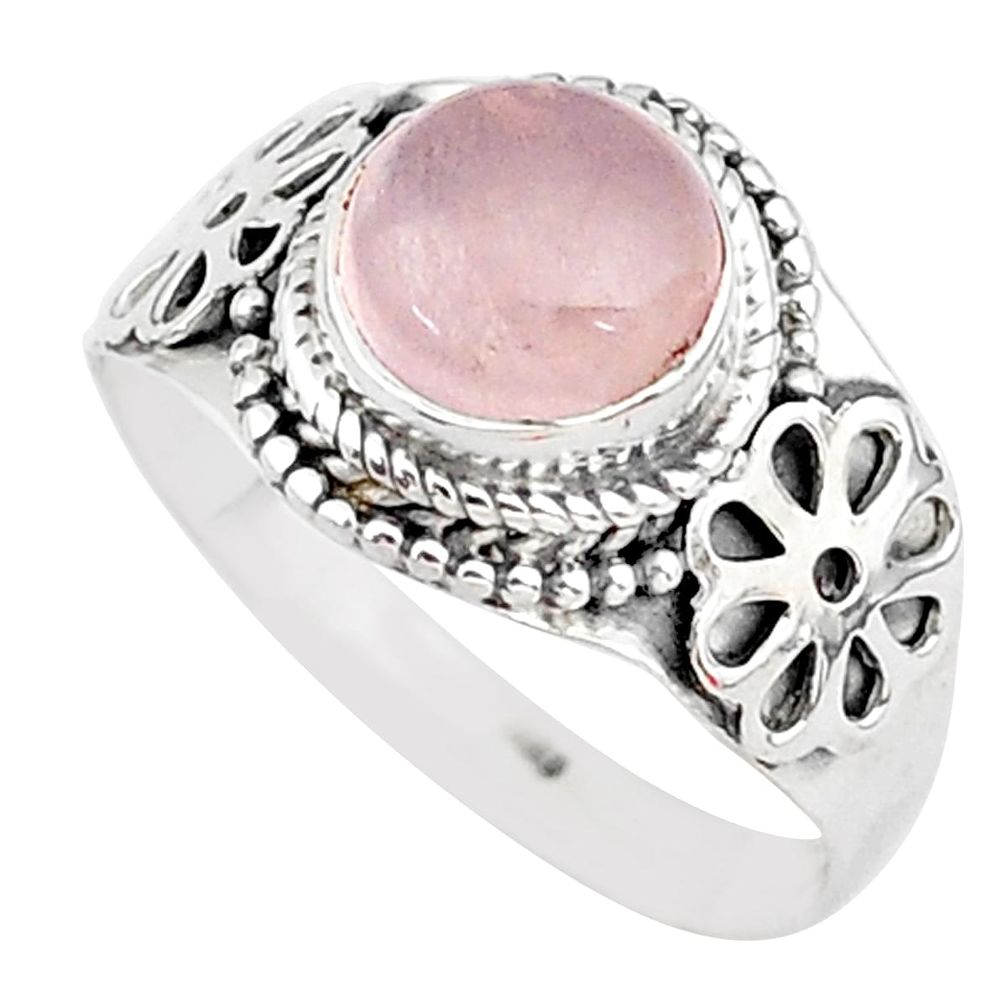 3.26cts solitaire natural pink rose quartz 925 silver ring size 9 r96344