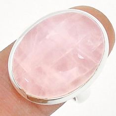 17.98cts solitaire natural pink rose quartz 925 silver ring size 7.5 u85212