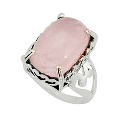 9.73cts solitaire natural pink rose quartz octagan silver ring size 8.5 y78445