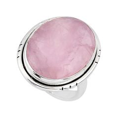 15.47cts solitaire natural pink rose quartz oval 925 silver ring size 6 y66637