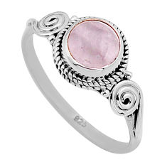 3.03cts solitaire natural pink rose quartz round 925 silver ring size 8.5 n50713